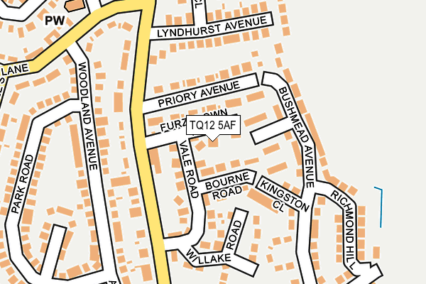 TQ12 5AF map - OS OpenMap – Local (Ordnance Survey) TQ12 5AF map - OS OpenMap – Local (Ordnance Survey)