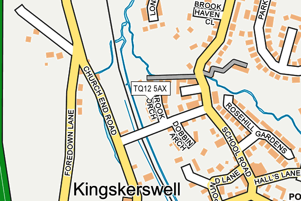 TQ12 5AX map - OS OpenMap – Local (Ordnance Survey) TQ12 5AX map - OS OpenMap – Local (Ordnance Survey)