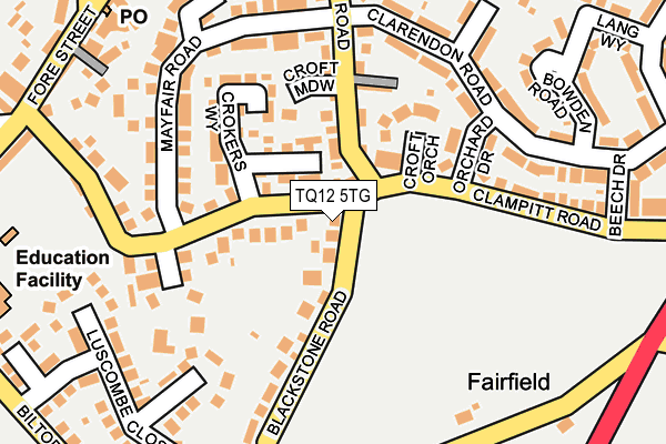 TQ12 5TG map - OS OpenMap – Local (Ordnance Survey) TQ12 5TG map - OS OpenMap – Local (Ordnance Survey)