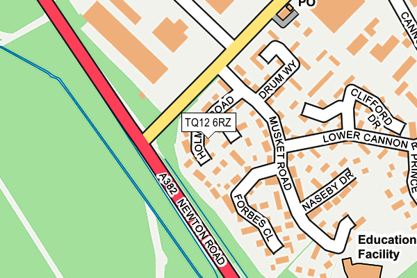 TQ12 6RZ map - OS OpenMap – Local (Ordnance Survey) TQ12 6RZ map - OS OpenMap – Local (Ordnance Survey)