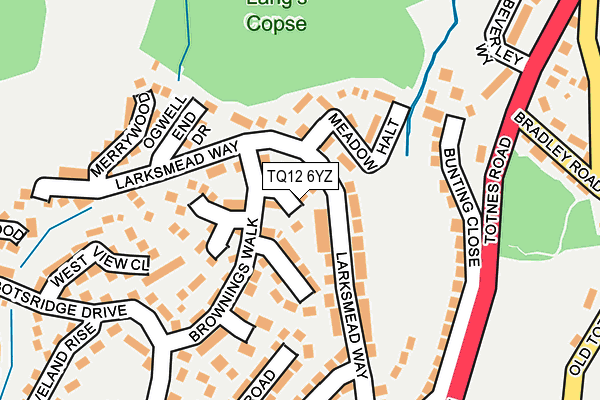 TQ12 6YZ map - OS OpenMap – Local (Ordnance Survey) TQ12 6YZ map - OS OpenMap – Local (Ordnance Survey)