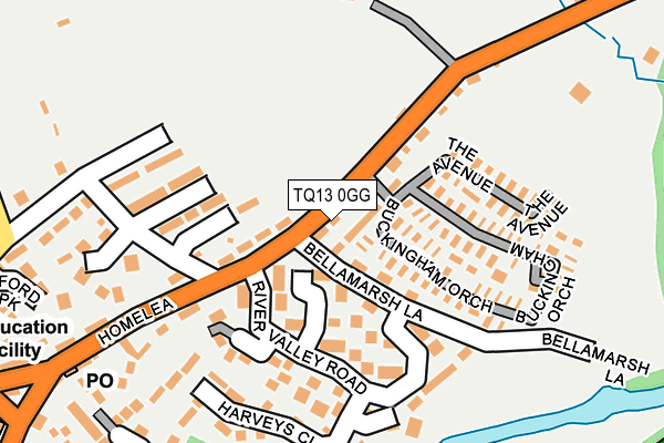 TQ13 0GG map - OS OpenMap – Local (Ordnance Survey) TQ13 0GG map - OS OpenMap – Local (Ordnance Survey)