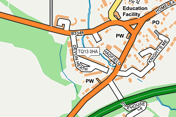 TQ13 0HA map - OS OpenMap – Local (Ordnance Survey) TQ13 0HA map - OS OpenMap – Local (Ordnance Survey)