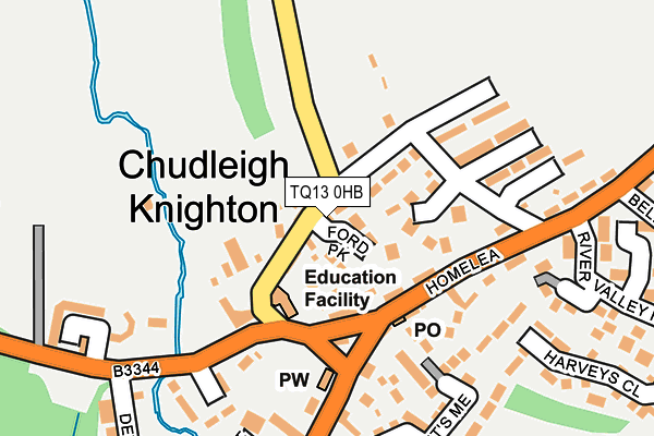 TQ13 0HB map - OS OpenMap – Local (Ordnance Survey) TQ13 0HB map - OS OpenMap – Local (Ordnance Survey)
