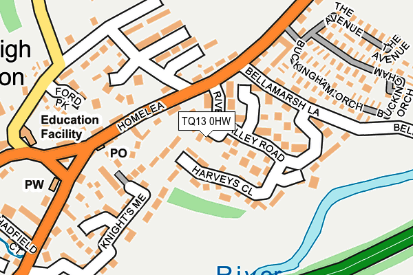 TQ13 0HW map - OS OpenMap – Local (Ordnance Survey) TQ13 0HW map - OS OpenMap – Local (Ordnance Survey)