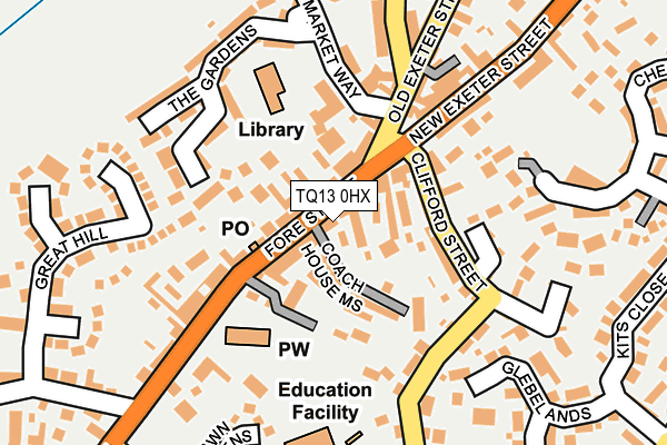 TQ13 0HX map - OS OpenMap – Local (Ordnance Survey) TQ13 0HX map - OS OpenMap – Local (Ordnance Survey)