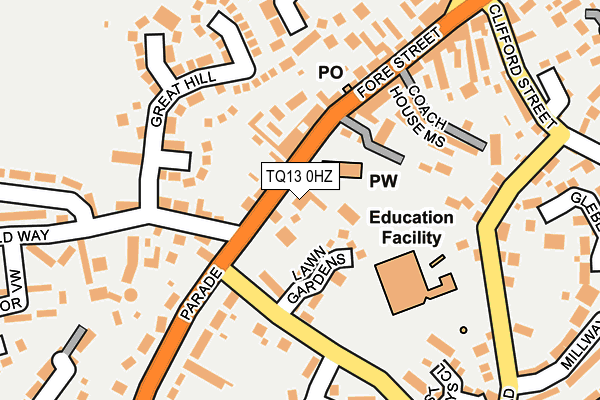 TQ13 0HZ map - OS OpenMap – Local (Ordnance Survey) TQ13 0HZ map - OS OpenMap – Local (Ordnance Survey)