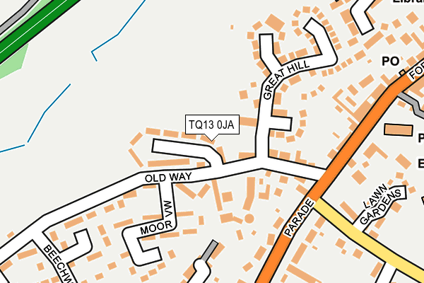 TQ13 0JA map - OS OpenMap – Local (Ordnance Survey) TQ13 0JA map - OS OpenMap – Local (Ordnance Survey)