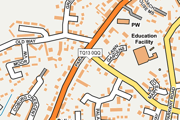 TQ13 0QQ map - OS OpenMap – Local (Ordnance Survey)