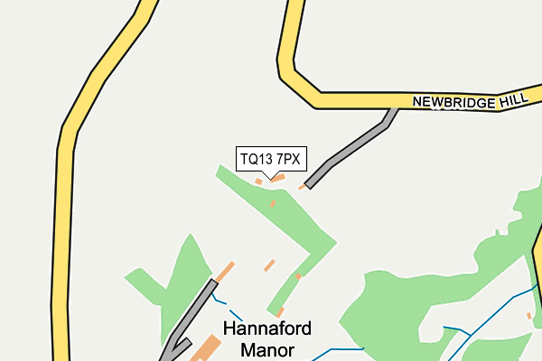 TQ13 7PX map - OS OpenMap – Local (Ordnance Survey) TQ13 7PX map - OS OpenMap – Local (Ordnance Survey)
