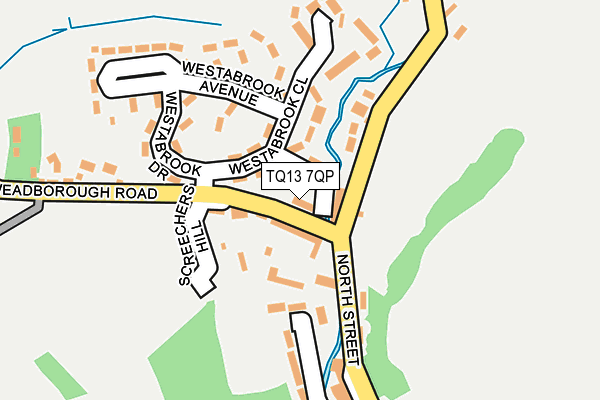 TQ13 7QP map - OS OpenMap – Local (Ordnance Survey) TQ13 7QP map - OS OpenMap – Local (Ordnance Survey)