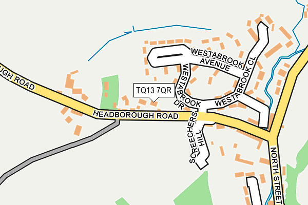 TQ13 7QR map - OS OpenMap – Local (Ordnance Survey) TQ13 7QR map - OS OpenMap – Local (Ordnance Survey)