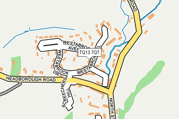 TQ13 7QT map - OS OpenMap – Local (Ordnance Survey) TQ13 7QT map - OS OpenMap – Local (Ordnance Survey)