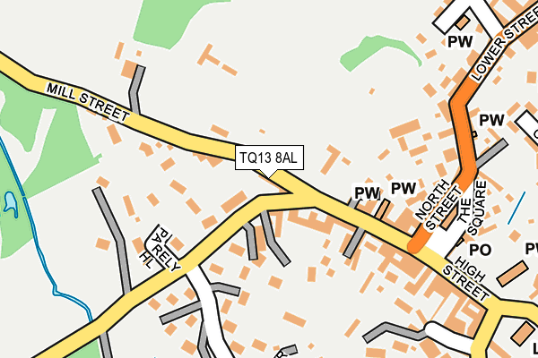 TQ13 8AL map - OS OpenMap – Local (Ordnance Survey) TQ13 8AL map - OS OpenMap – Local (Ordnance Survey)