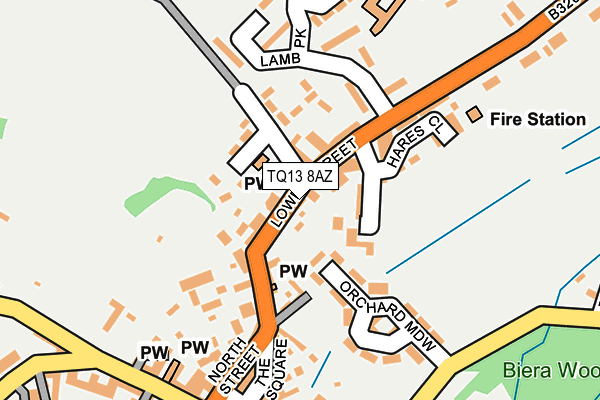TQ13 8AZ map - OS OpenMap – Local (Ordnance Survey) TQ13 8AZ map - OS OpenMap – Local (Ordnance Survey)