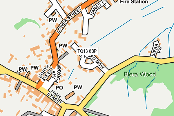 TQ13 8BP map - OS OpenMap – Local (Ordnance Survey) TQ13 8BP map - OS OpenMap – Local (Ordnance Survey)