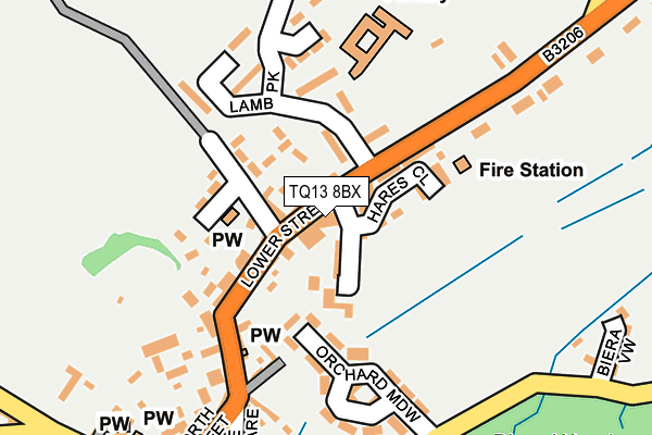 TQ13 8BX map - OS OpenMap – Local (Ordnance Survey) TQ13 8BX map - OS OpenMap – Local (Ordnance Survey)
