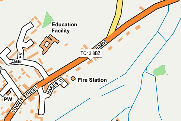 TQ13 8BZ map - OS OpenMap – Local (Ordnance Survey) TQ13 8BZ map - OS OpenMap – Local (Ordnance Survey)