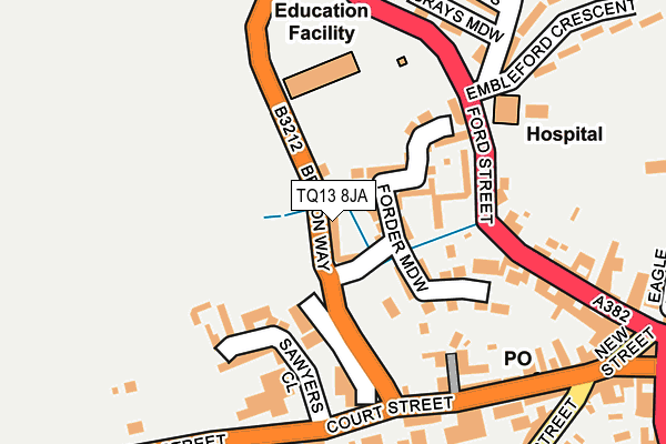 TQ13 8JA map - OS OpenMap – Local (Ordnance Survey) TQ13 8JA map - OS OpenMap – Local (Ordnance Survey)