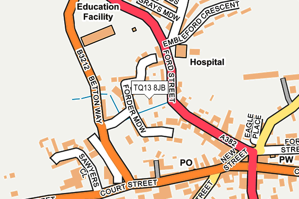 TQ13 8JB map - OS OpenMap – Local (Ordnance Survey) TQ13 8JB map - OS OpenMap – Local (Ordnance Survey)