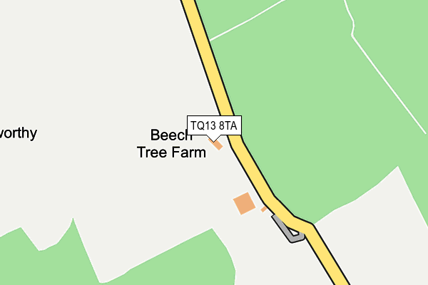 TQ13 8TA map - OS OpenMap – Local (Ordnance Survey) TQ13 8TA map - OS OpenMap – Local (Ordnance Survey)