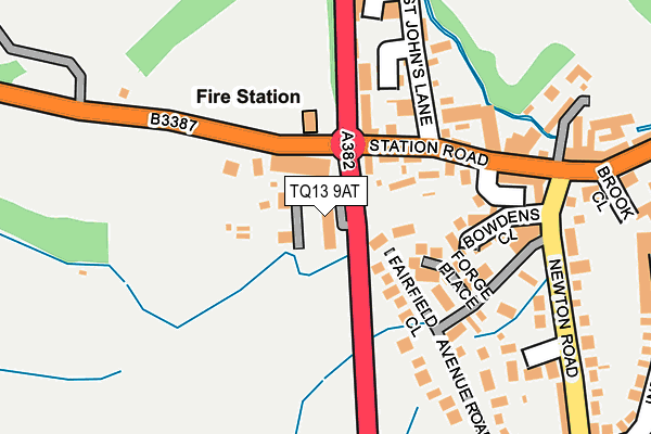 TQ13 9AT map - OS OpenMap – Local (Ordnance Survey)