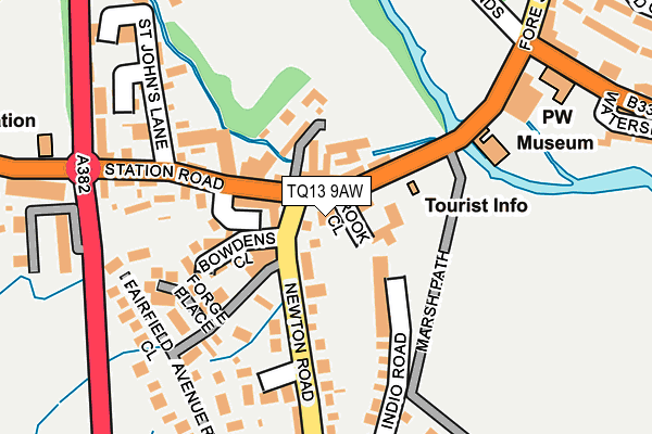TQ13 9AW map - OS OpenMap – Local (Ordnance Survey) TQ13 9AW map - OS OpenMap – Local (Ordnance Survey)