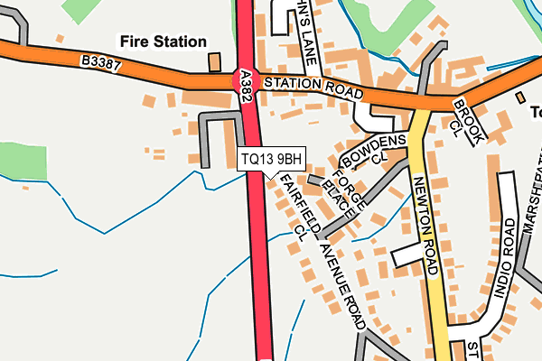 TQ13 9BH map - OS OpenMap – Local (Ordnance Survey)