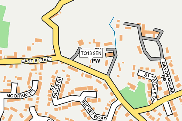 TQ13 9EN map - OS OpenMap – Local (Ordnance Survey) TQ13 9EN map - OS OpenMap – Local (Ordnance Survey)
