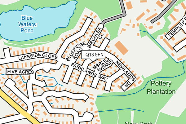 TQ13 9FN map - OS OpenMap – Local (Ordnance Survey)