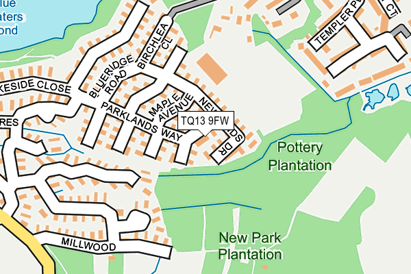 TQ13 9FW map - OS OpenMap – Local (Ordnance Survey) TQ13 9FW map - OS OpenMap – Local (Ordnance Survey)