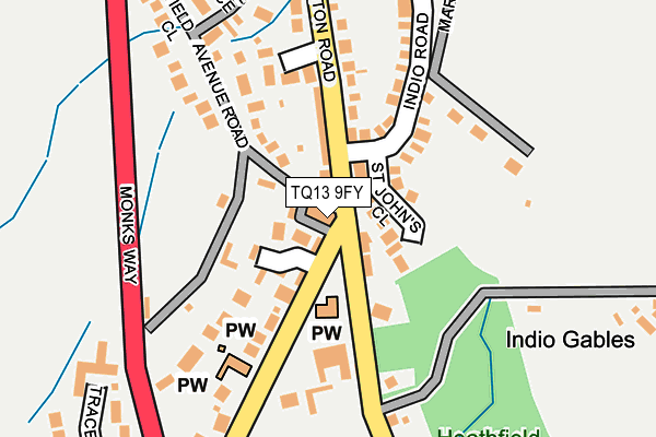 TQ13 9FY map - OS OpenMap – Local (Ordnance Survey) TQ13 9FY map - OS OpenMap – Local (Ordnance Survey)