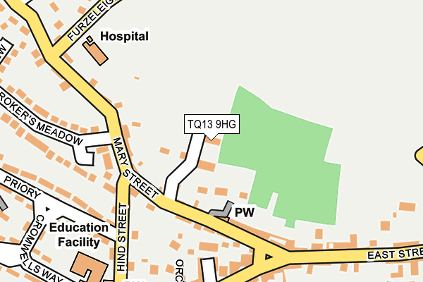 TQ13 9HG map - OS OpenMap – Local (Ordnance Survey) TQ13 9HG map - OS OpenMap – Local (Ordnance Survey)