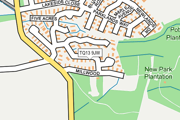 TQ13 9JW map - OS OpenMap – Local (Ordnance Survey) TQ13 9JW map - OS OpenMap – Local (Ordnance Survey)