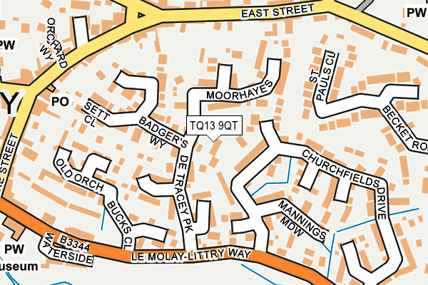 TQ13 9QT map - OS OpenMap – Local (Ordnance Survey) TQ13 9QT map - OS OpenMap – Local (Ordnance Survey)