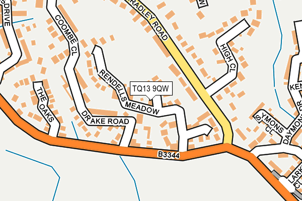 TQ13 9QW map - OS OpenMap – Local (Ordnance Survey) TQ13 9QW map - OS OpenMap – Local (Ordnance Survey)