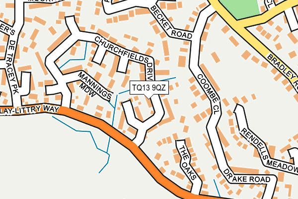 TQ13 9QZ map - OS OpenMap – Local (Ordnance Survey) TQ13 9QZ map - OS OpenMap – Local (Ordnance Survey)