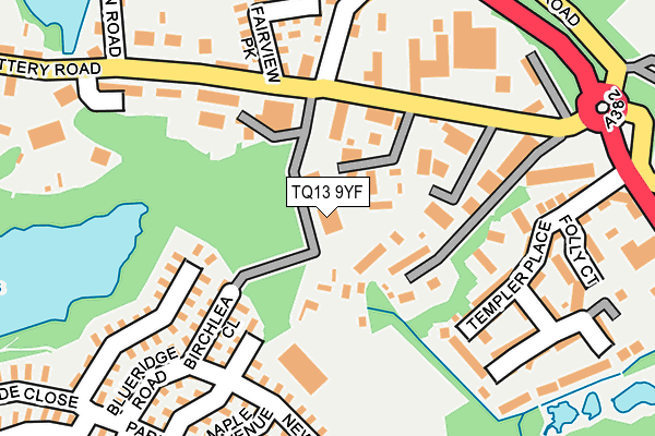 TQ13 9YF map - OS OpenMap – Local (Ordnance Survey) TQ13 9YF map - OS OpenMap – Local (Ordnance Survey)