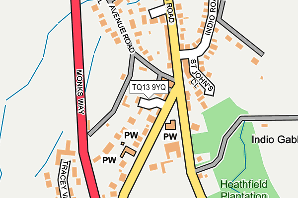 TQ13 9YQ map - OS OpenMap – Local (Ordnance Survey) TQ13 9YQ map - OS OpenMap – Local (Ordnance Survey)