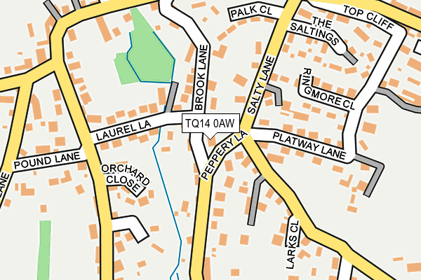 TQ14 0AW map - OS OpenMap – Local (Ordnance Survey) TQ14 0AW map - OS OpenMap – Local (Ordnance Survey)