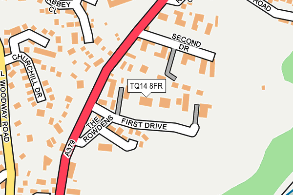 TQ14 8FR map - OS OpenMap – Local (Ordnance Survey) TQ14 8FR map - OS OpenMap – Local (Ordnance Survey)