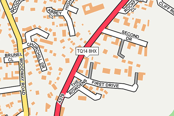 TQ14 8HX map - OS OpenMap – Local (Ordnance Survey) TQ14 8HX map - OS OpenMap – Local (Ordnance Survey)