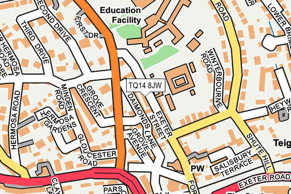 TQ14 8JW map - OS OpenMap – Local (Ordnance Survey) TQ14 8JW map - OS OpenMap – Local (Ordnance Survey)