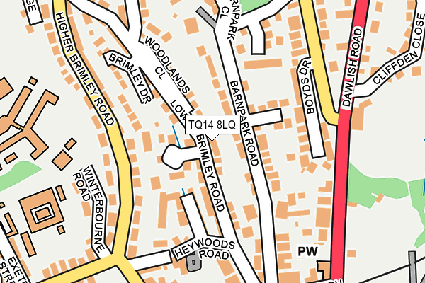 TQ14 8LQ map - OS OpenMap – Local (Ordnance Survey) TQ14 8LQ map - OS OpenMap – Local (Ordnance Survey)