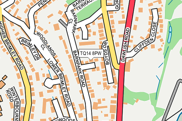 TQ14 8PW map - OS OpenMap – Local (Ordnance Survey) TQ14 8PW map - OS OpenMap – Local (Ordnance Survey)