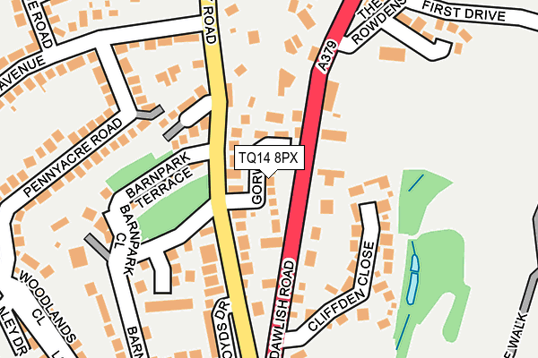 TQ14 8PX map - OS OpenMap – Local (Ordnance Survey) TQ14 8PX map - OS OpenMap – Local (Ordnance Survey)