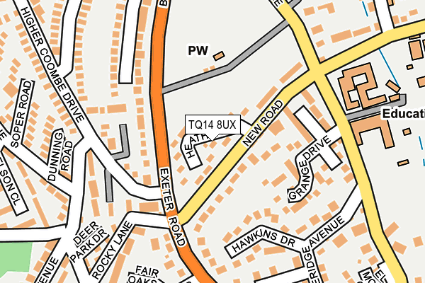TQ14 8UX map - OS OpenMap – Local (Ordnance Survey) TQ14 8UX map - OS OpenMap – Local (Ordnance Survey)