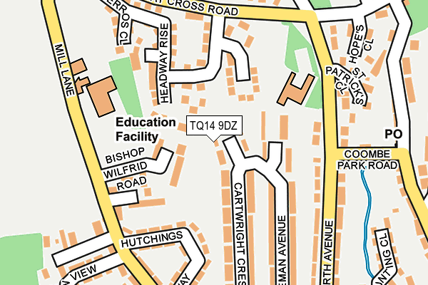 TQ14 9DZ map - OS OpenMap – Local (Ordnance Survey) TQ14 9DZ map - OS OpenMap – Local (Ordnance Survey)