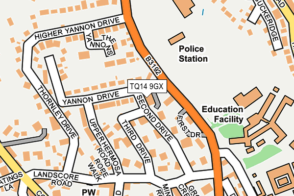 TQ14 9GX map - OS OpenMap – Local (Ordnance Survey) TQ14 9GX map - OS OpenMap – Local (Ordnance Survey)