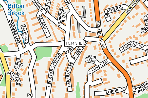 TQ14 9HE map - OS OpenMap – Local (Ordnance Survey) TQ14 9HE map - OS OpenMap – Local (Ordnance Survey)
